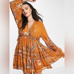 Free People Cherry Blossom Embroidered Mini Dress